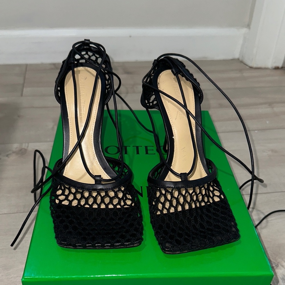 Bottega Veneta Stretch Sandal Web Black Heels